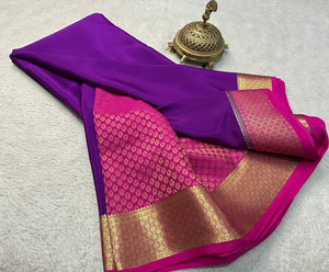 Classic Vadamalli Purple & Ruby Pink Elegance Mysore Silk Saree SS24645