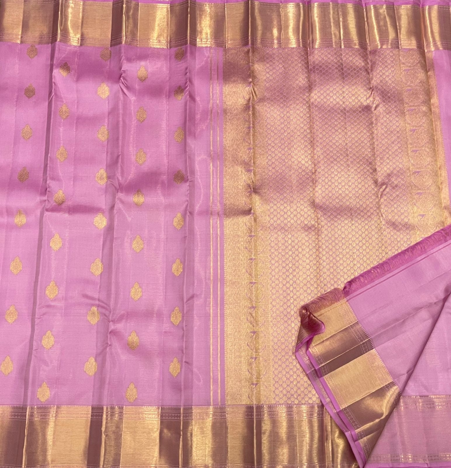 Classic Lilac 2gm Zari Bridal Elegance Kanchipuram Handloom Silk Saree SS24439