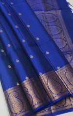 Load image into Gallery viewer, Classic Azure Blue Double Warp Elegance Handloom Soft Silk Saree SS28247
