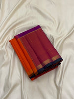 Load image into Gallery viewer, Classic Brick Orange Checker 1gm Zari Elegance Kanchipuram Handloom Silk Saree SS28324
