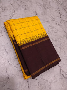 Classic Sunny Yellow & Charcoal Black Elegance Kanchipuram Handloom Silk Saree SS23617