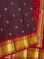 Load image into Gallery viewer, Classic Dark Brown &amp; Chilli Red 2gm Zari Vintage Elegance Kanchipuram Handloom Silk Saree SS27665
