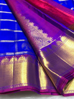 Load image into Gallery viewer, Classic Robin Blue &amp; Purple 2gm Zari Elegance Kanchipuram Handloom Silk Saree SS25364
