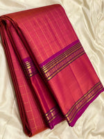 Load image into Gallery viewer, Classic Orange &amp; Fuchsia Pink 2gm Zari Kanchipuram Handloom Silk Saree SS26249
