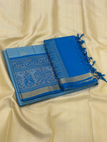 Load image into Gallery viewer, Classic Sky Blue &amp; Azure Blue Elegance Kanchipuram Handloom Silk Saree SS27856
