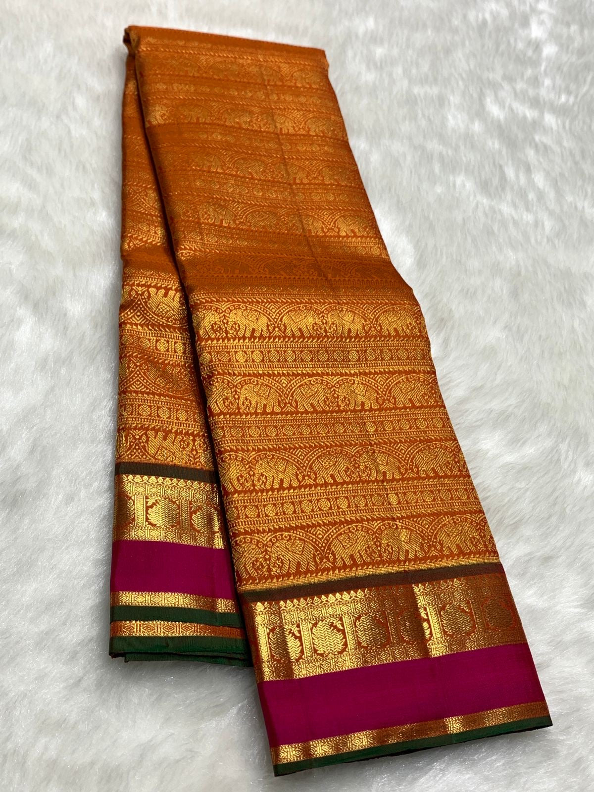 Classic Orange 2gm Zari Bridal Elegance Kanchipuram Handloom Silk Saree SS25982