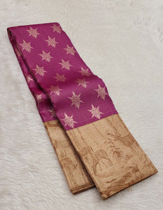 Classic Onion Pink & Gold 2gm Zari Kanchipuram Handloom Silk Saree SS26364
