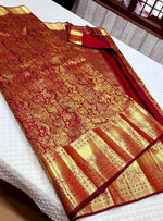 Load image into Gallery viewer, Classic Barn Red 2gm Zari Bridal Elegance Kanchipuram Handloom Silk Saree SS26349
