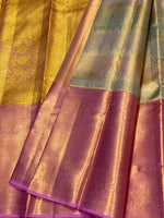 Load image into Gallery viewer, Classic Shimmer Blue &amp; Fuchsia Pink 2gm Zari Tissue Brocade Bridal Elegance Kanchipuram Handloom Silk Saree SS27097
