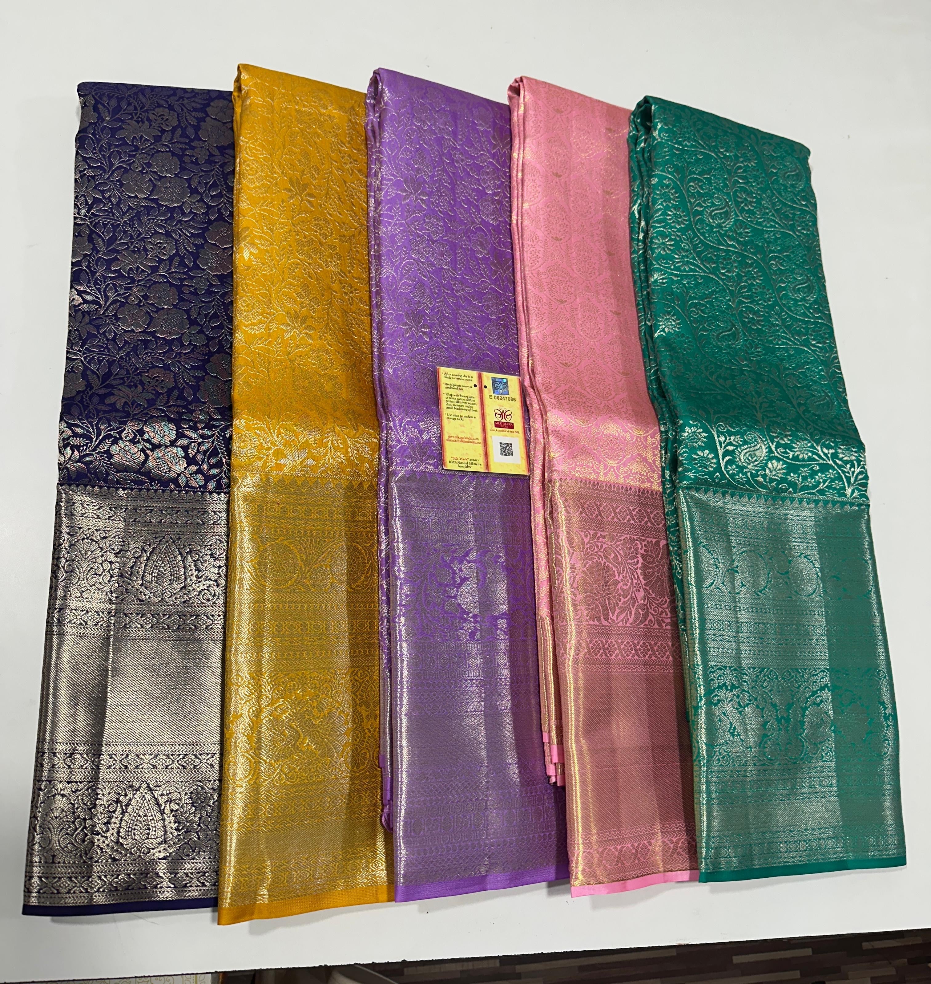 Classic Lavender Brocade Bridal Elegance Kanchipuram Tissue Handloom Silk Saree SS23723