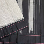 Load image into Gallery viewer, Classic White &amp; Black Checker Elegance Kanchipuram Handloom Silk Saree SS24718
