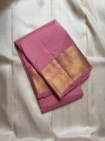 Load image into Gallery viewer, Classic Creamy Pink 2gm Zari Vaira Oosi Checks Elegance Kanchipuram Handloom Silk Saree SS25263
