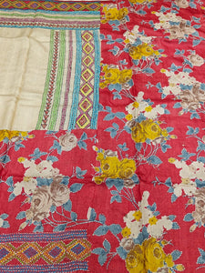 Classic Floral Print Kantha Lambani Elegance Gaachi Tussar Silk Saree SS24160