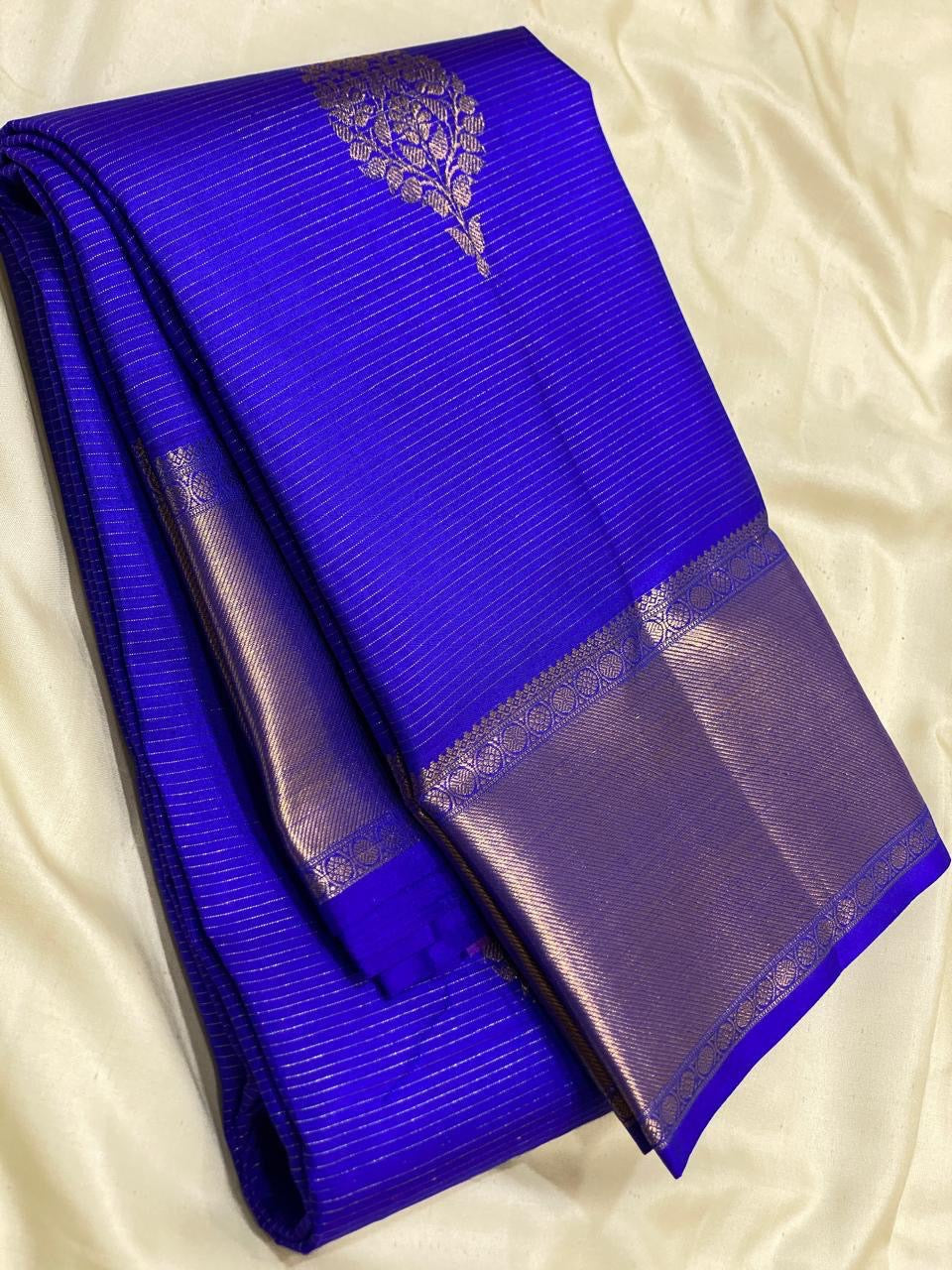 Classic Robin Blue 2gm Zari Vaira Oosi Kanchipuram Handloom Silk Saree SS26516