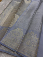 Load image into Gallery viewer, Classic Cool Blue Kanchipuram Handloom Silk Saree SS26219
