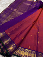 Load image into Gallery viewer, Dark Cerise Pink &amp; Purple Elegance Kanchipuram Handloom Silk Saree SS25390
