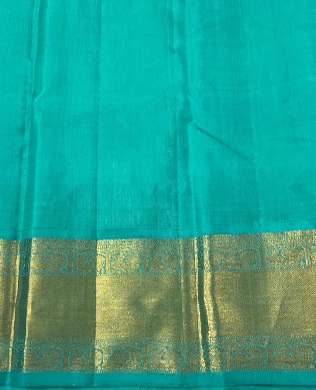 Classic Vadamalli & Sea Green 2gm Zari Kanchipuram Handloom Silk Saree SS26019