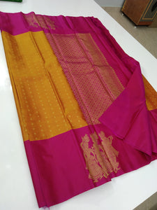 Classic Orange & Deep Pink Elegance Kanchipuram Handloom Silk Saree SS24119