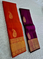Load image into Gallery viewer, Classic Orange Elegance Kanchipuram Handloom Silk Saree SS27712
