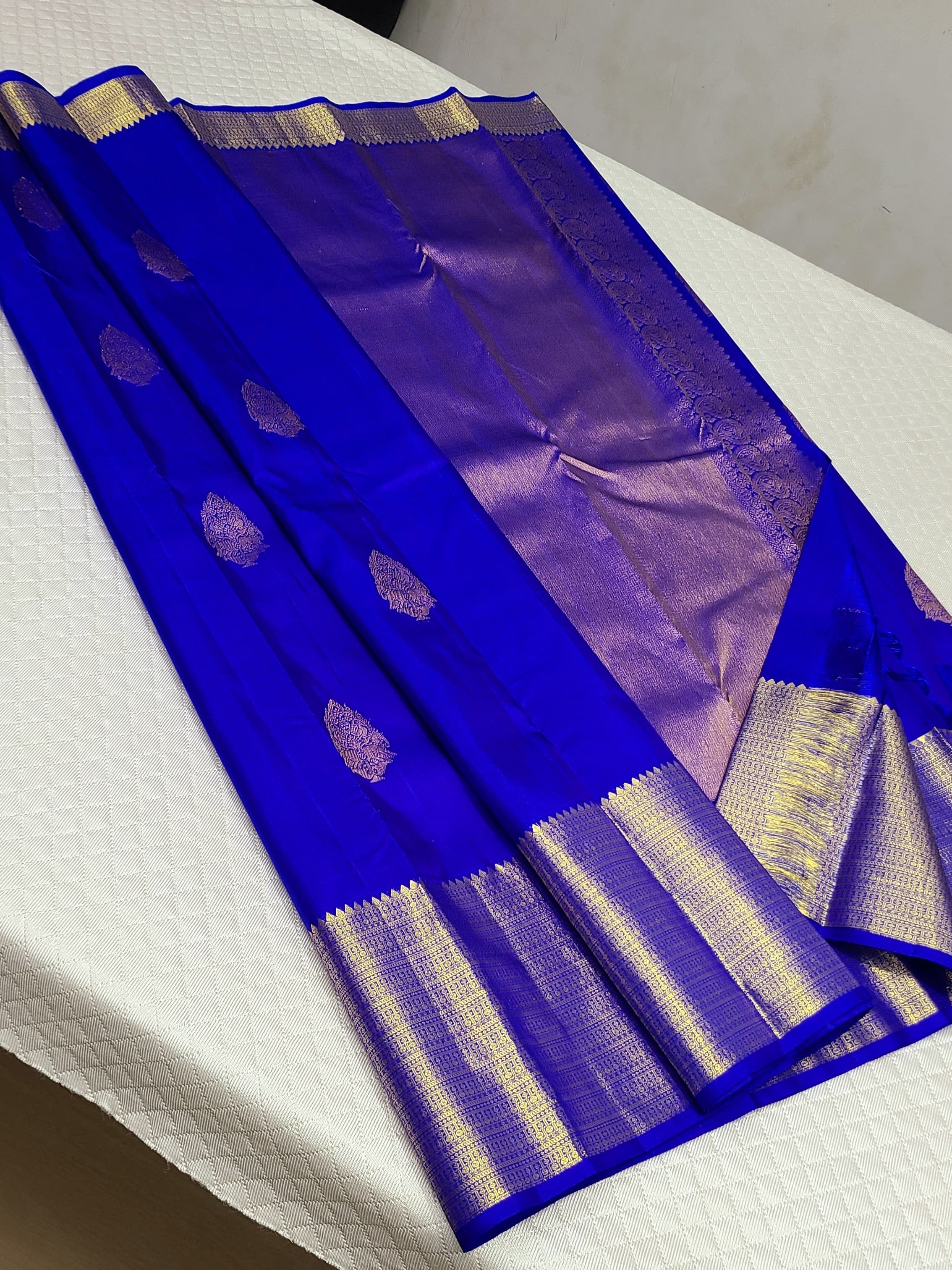 Classic Robin Blue 1gm Zari Kanchipuram Handloom Silk Saree SS26203