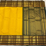 Load image into Gallery viewer, Classic Yellow &amp; Green 2gm Zari Double Side Kirvai Elegance Kanchipuram Handloom Silk Saree SS25351
