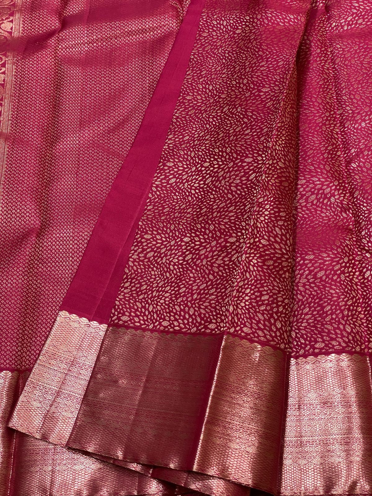 Classic Ruby Pink 2gm Antique Zari Bridal Elegance Kanchipuram Handloom Silk Saree SS25324