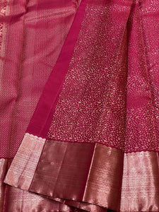 Classic Ruby Pink 2gm Antique Zari Bridal Elegance Kanchipuram Handloom Silk Saree SS25324
