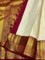 Load image into Gallery viewer, Classic Cream &amp; Barn Red 2gm Zari Meena Border Kanchipuram Handloom Silk Saree SS25590

