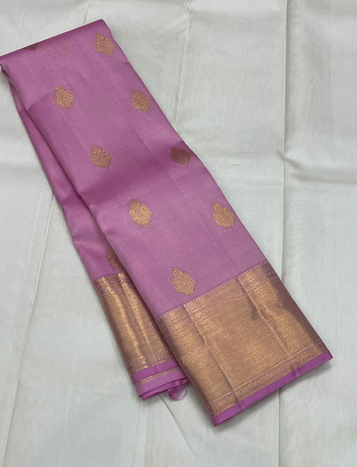 Classic Lilac 2gm Zari Bridal Elegance Kanchipuram Handloom Silk Saree SS24439