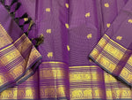 Load image into Gallery viewer, Classic Violet 1gm Zari Vintage Checks Elegance Kanchipuram Handloom Silk Saree SS26981
