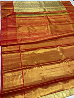 Load image into Gallery viewer, Classic Gold &amp; Chilli Red Brocade Tissue Bridal Elegance Kanchipuram Handloom Silk Saree SS26571
