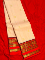 Load image into Gallery viewer, Classic Butter Cream &amp; Maroon 2gm Zari Elegance Kanchipuram Handloom Silk Saree SS28270
