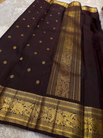 Load image into Gallery viewer, Classic Barn Red &amp; Dark Mud Brown Kanchipuram Handloom Silk Saree SS25956
