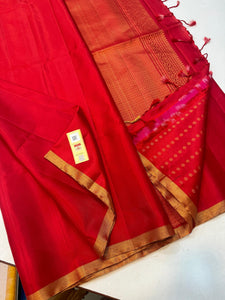 Classic Tangerine Orange Elegance Handloom Soft Silk Saree SS24124