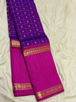 Load image into Gallery viewer, Classic Vadamalli &amp; Fuchsia Pink 2gm Zari Oosi Checks Elegance Kanchipuram Handloom Silk Saree SS28567
