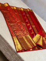 Load image into Gallery viewer, Classic Chilli Red 2gm Zari Elegance Kanchipuram Handloom Silk Saree SS27880
