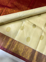 Load image into Gallery viewer, Classic Butter Cream &amp; Reddish Pink Elegance Kanchipuram Handloom Silk Saree SS23779
