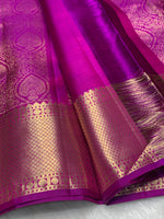 Load image into Gallery viewer, Classic Deep Magenta Pink 2gm Zari Bridal Elegance Kanchipuram Handloom Silk Saree SS28198
