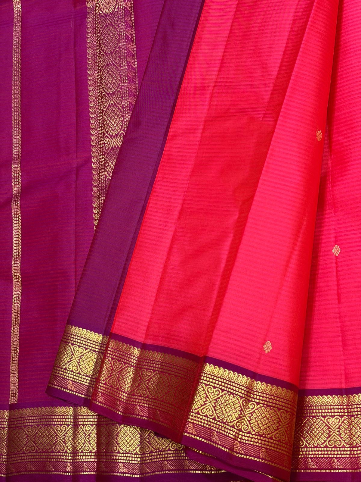 Classic Rose Pink & Wine Red Traditional Butta Kanchipuram Handloom Silk Saree SS26592