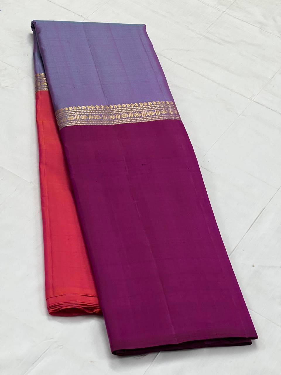 Classic Lavender & Plum Kanchipuram Handloom Silk Saree SS25582