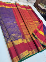 Load image into Gallery viewer, Classic Violet &amp; Maroon Brocade Elegance Kanchipuram Handloom Silk Saree SS27198

