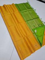 Load image into Gallery viewer, Classic Mango Yellow &amp; Spring Green Elegance Handloom Soft Silk Saree SS25672
