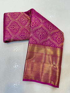 Classic Fuchsia Pink Elegance Kanchipuram Handloom Silk Saree SS24689