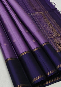 Classic Lavender & Navy Blue Elegance Handloom Soft Silk Saree SS23951