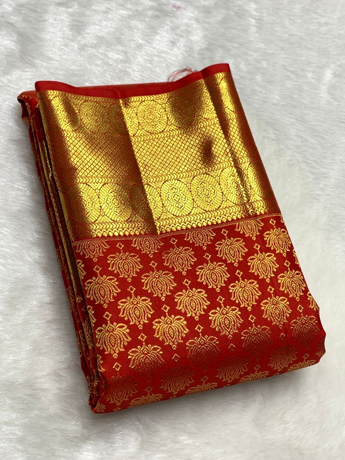 Classic Deep Orange 2gm Zari Bridal Elegance Kanchipuram Handloom Silk Saree SS25449