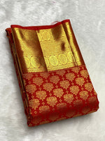 Load image into Gallery viewer, Classic Deep Orange 2gm Zari Bridal Elegance Kanchipuram Handloom Silk Saree SS25449
