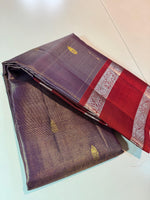 Load image into Gallery viewer, Classic Lavender &amp; Brick Red Elegance Kanchipuram Tissue Handloom Silk Saree SS25373
