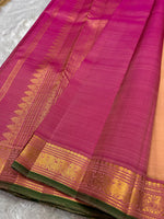 Load image into Gallery viewer, Classic Sunset Beige &amp; Pink Elegance Kanchipuram Handloom Silk Saree SS25392
