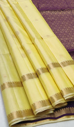 Load image into Gallery viewer, Classic Lime Yellow &amp; Violet Elegance Handloom Soft Silk Saree SS26455
