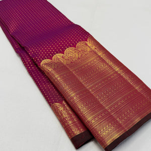 Classic Berry Pink & Dark Green 2gm Zari Bridal Elegance Kanchipuram Handloom Silk Saree SS23763